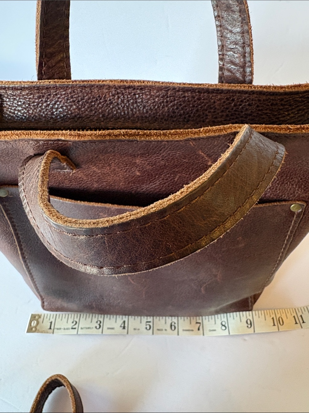 Portland Leather Dark Brown Leather Messenger Tote - Picture 9 of 10